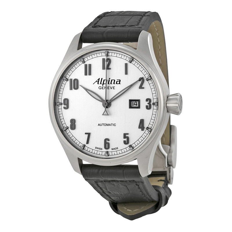 Alpina Startimer Classic Silver Dial Black Leather Men's Watch