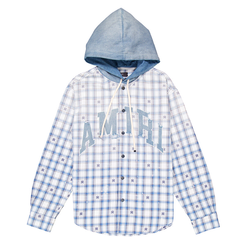 AMIRI Cerulean Hooded Cotton Overshirt, Men's Size XS/S (Youth