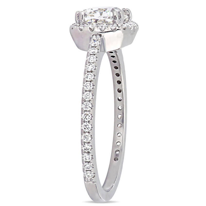 Amour 1 1/3 CT TW Cushion-cut Diamond Halo Engagement Ring In 14K White ...