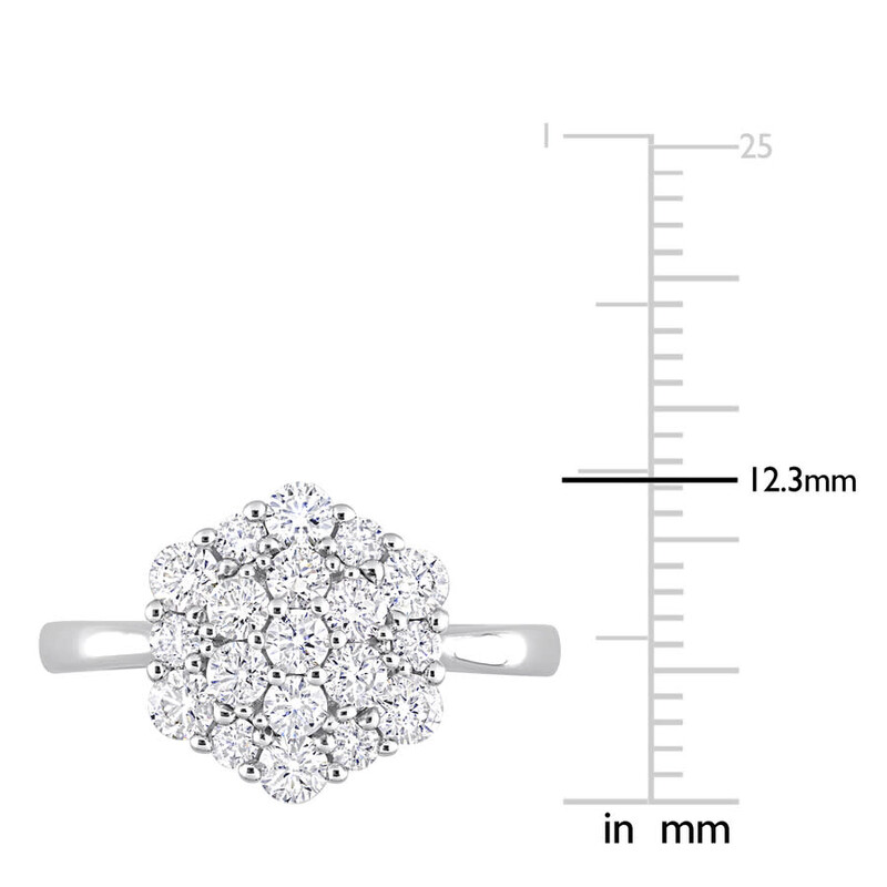 Amour 1 CT TW Diamond Cluster Engagement Ring In 10K White Gold ...