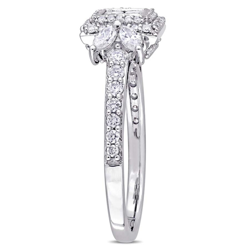 Amour 1 CT TW Princess-cut Diamond Quad Halo Engagement Ring In 14K ...