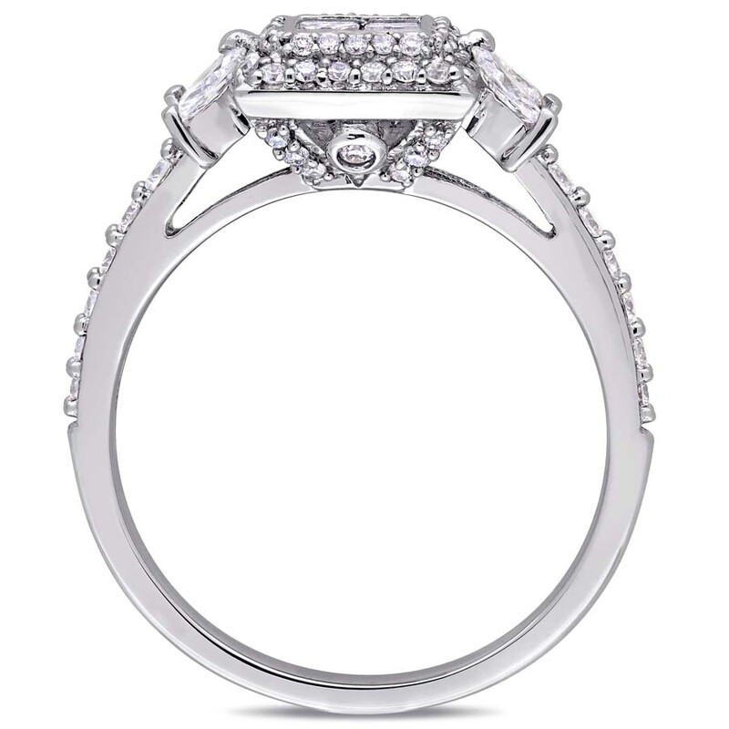 Amour 1 CT TW Princess-cut Diamond Quad Halo Engagement Ring In 14K ...