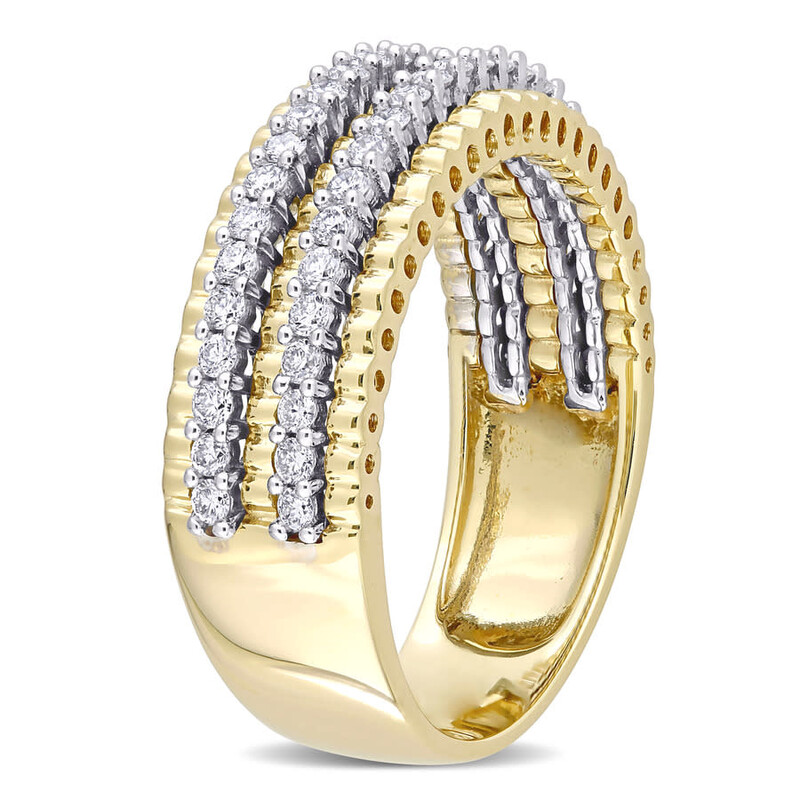 Amour 1/2 CT TW Diamond Double Row Eternity Ring In 14K 2-Tone Gold ...