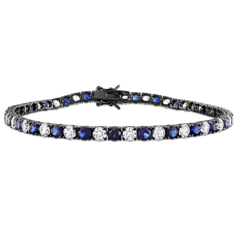 Amour 15 1/2 CT TGW Created White and Blue Sapphire Men's Tennis