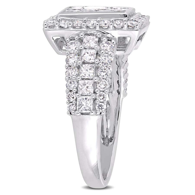 Amour 2 CT TW Princess and Round-cut Diamond Cluster Square