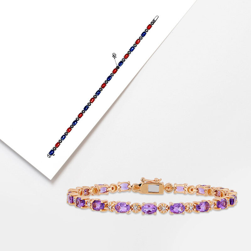 Amour 7-1/5 CT TGW Oval-cut Amethyst and Diamond Accent Tennis