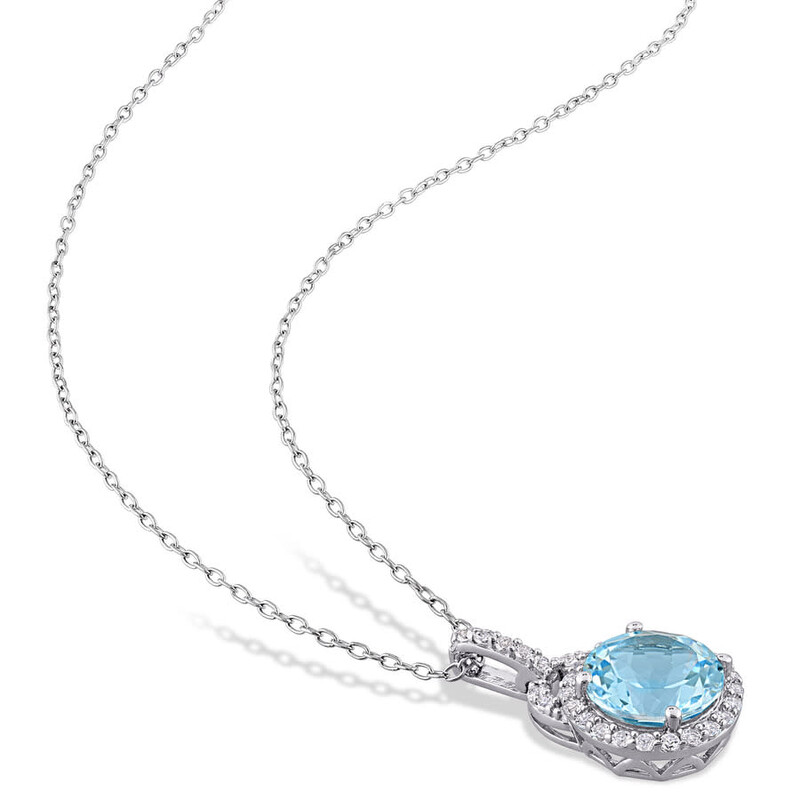 Amour 4 CT TGW White and Sky-blue Topaz Pendant with Chain In Sterling ...