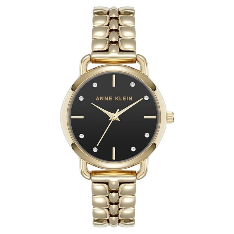 Anne Klein Crystal Black Dial Ladies Watch AK/5234BKGB 