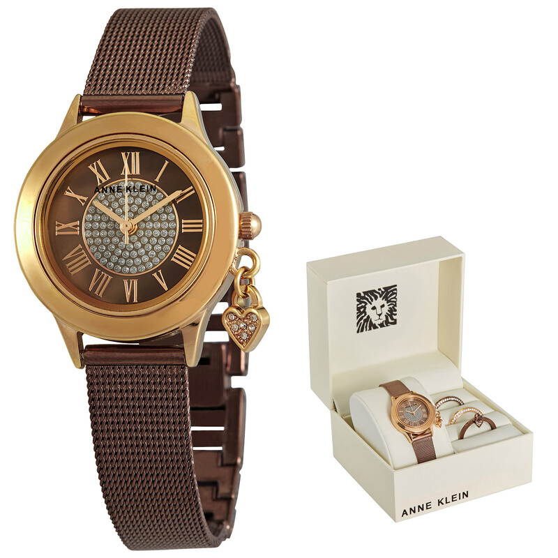 Anne Klein Ladies Swarvoski Crystal Brown Dial Watch AK 