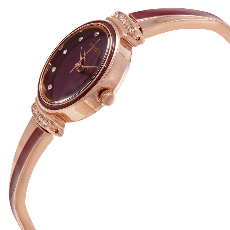 Anne☆ Anne Klein Quartz Crystal Burgundy Dial Ladies Watch and Bracelet