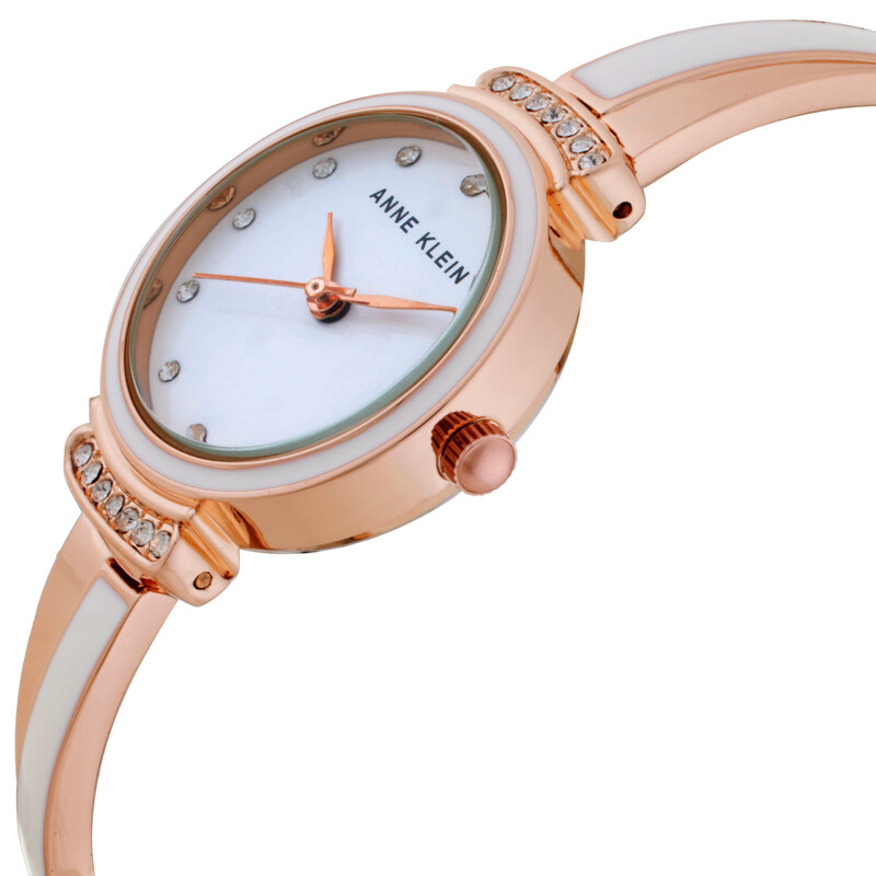 Anne Klein Quartz Crystal White Dial Ladies Watch and Bracelet Set