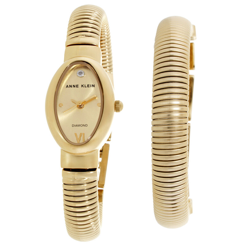 Anne Klein Quartz Gold Dial Ladies Watch and Bracelet Set AK