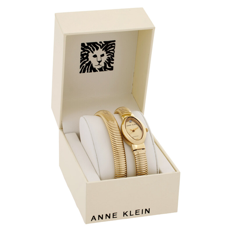 anne Anne Klein Quartz Gold Dial Ladies Watch and Bracelet Set AK