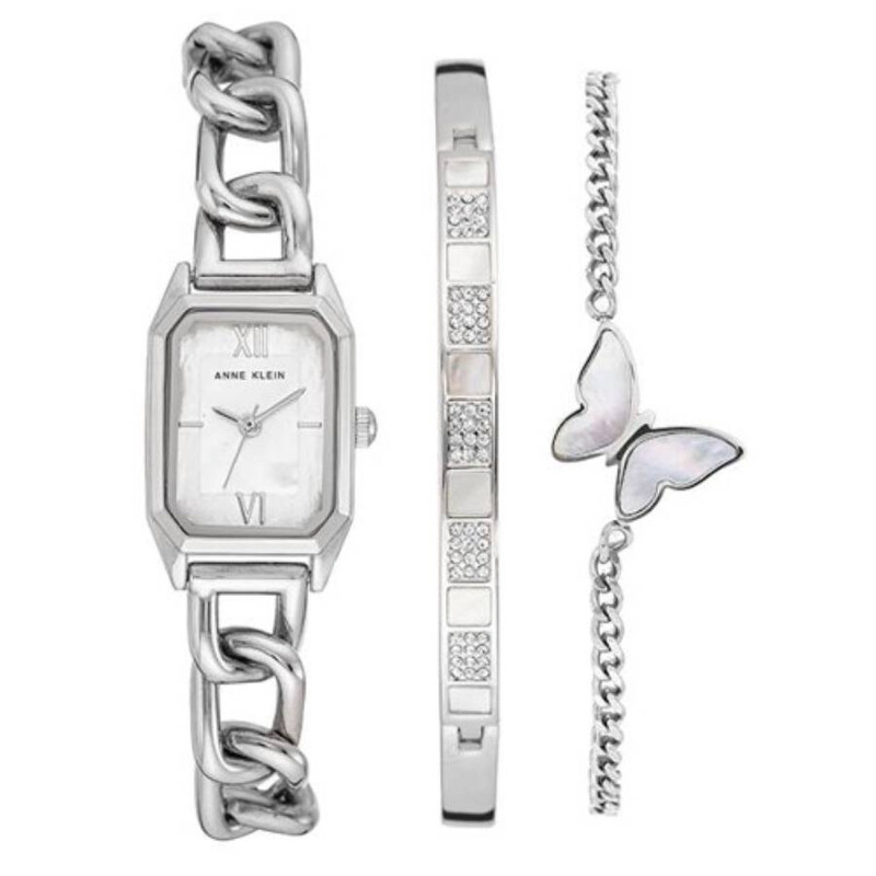 Anne Klein Womens Watch White Dial Black Bezel Silver Bracelet Quartz Analog Amazon.com: Anne Klein Women main image 2