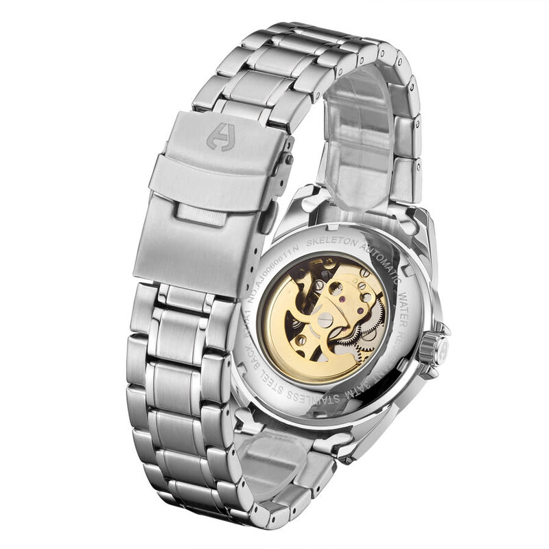 Anthony James Skeleton Automatic Silver-tone Dial Men's Watch