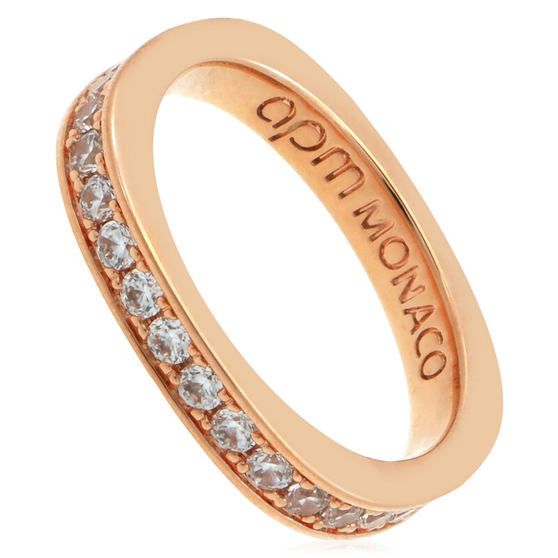 Apm Monaco Dainty Pave Rose-Gold Alloy Ring, Size 50 P21941OX