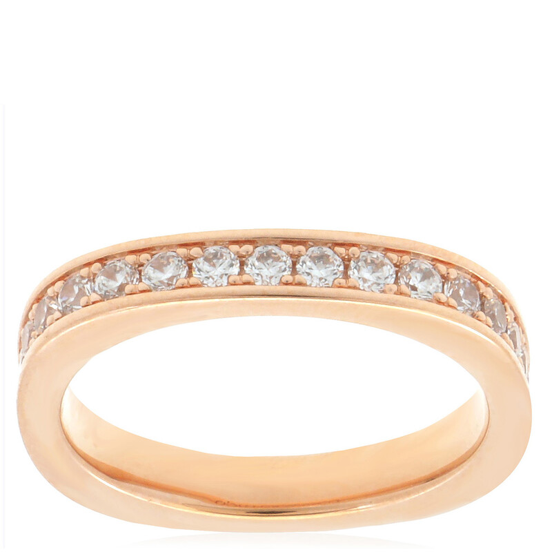 Apm Monaco Dainty Pave Rose-Gold Alloy Ring, Size 50 P21941OX