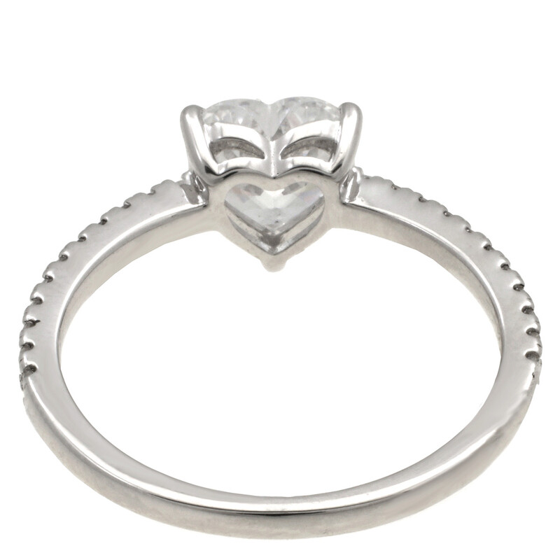 Apm Monaco Heart Pave Sterling Silver Ring, Size 50 A22640OX