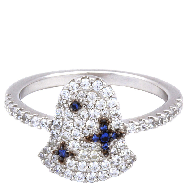 Apm Monaco Ladies Sterling Silver With White / Blue Crystal Ring