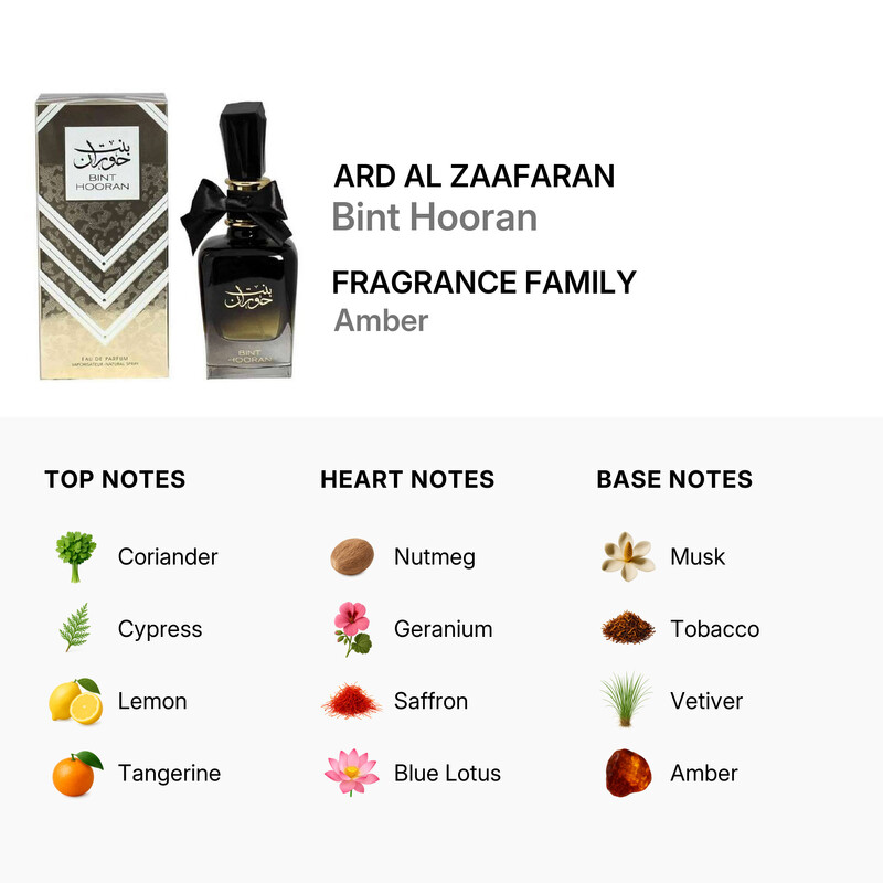 Ard Al Zaafaran Ladies Bint Hooran EDP Spray 3.4 oz Fragrances