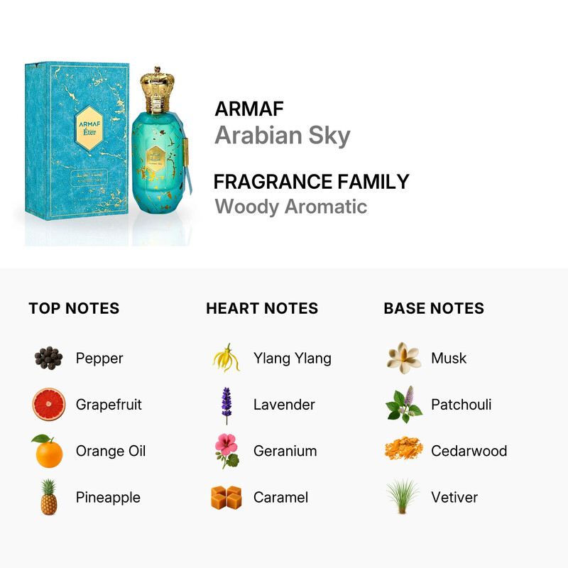 Armaf Men's Arabian Sky EDP Spray 3.4 oz Fragrances 6294015176094