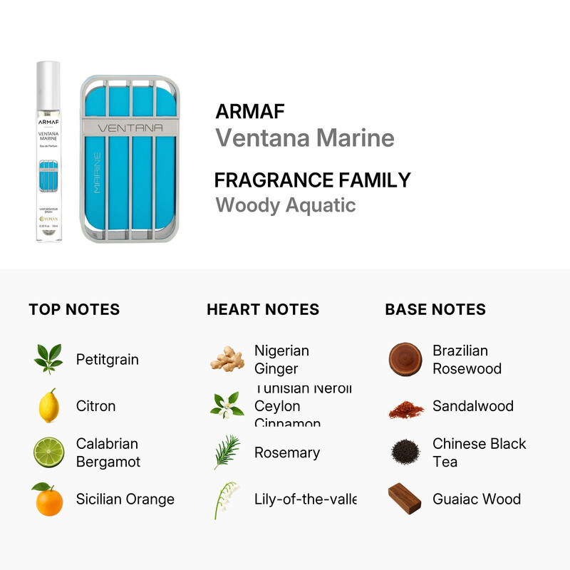 Armaf Men's Ventana Marine EDP Spray 0.34 oz Fragrances