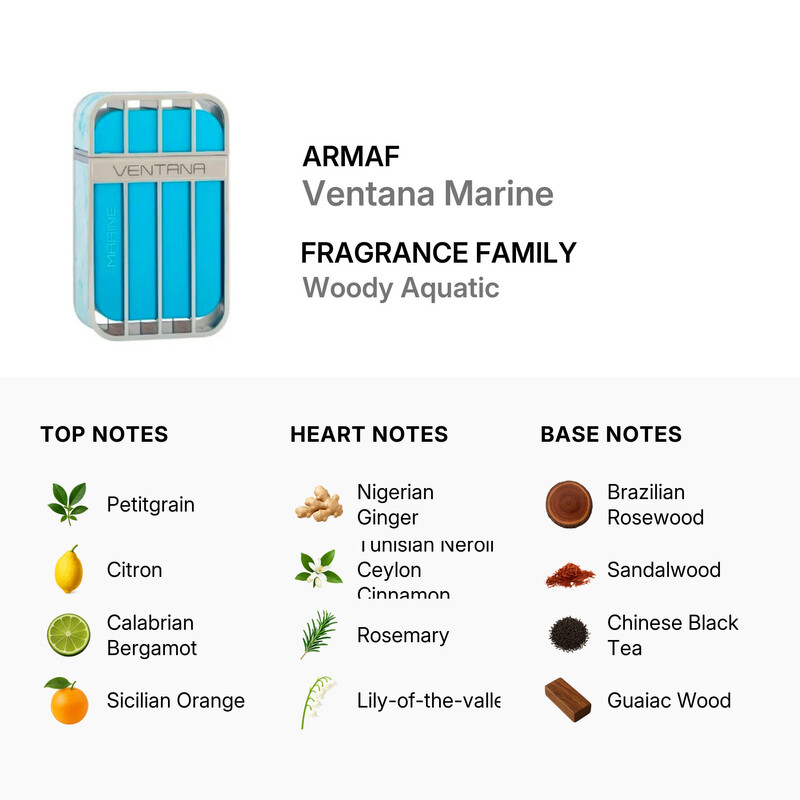 Armaf Men's Ventana Marine EDP Spray 3.4 oz Fragrances