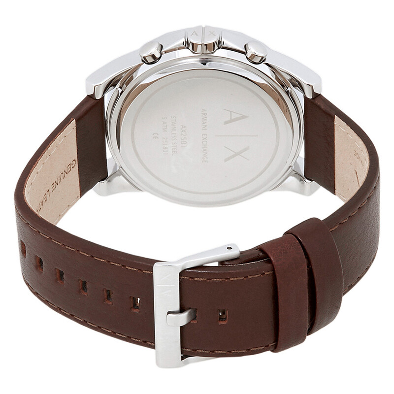 Armani Exchange Chronograph Blue Dial Brown Leather Men's Watch AX2501 ...