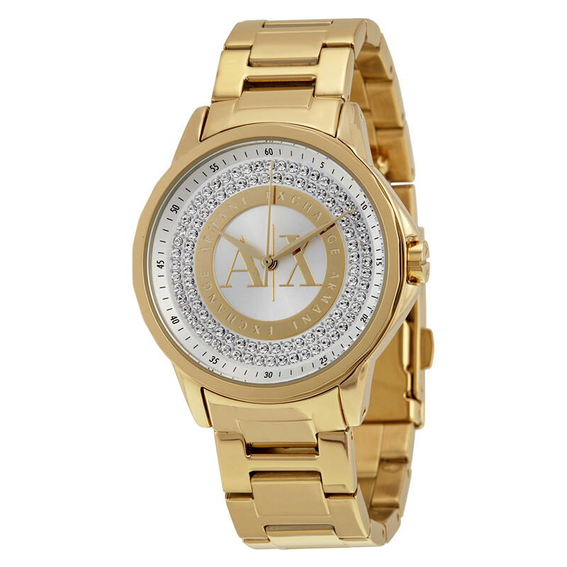 Armani Exchange Crystal Dial Gold-tone Ladies Watch AX4321 723763224000 ...