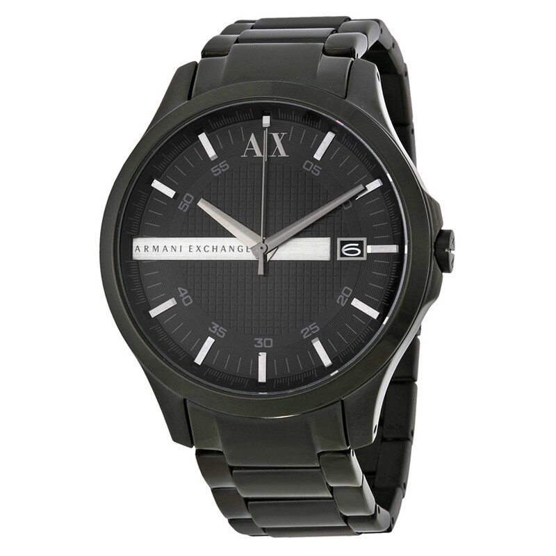 Armani Exchange Hampton Black Dial Black Ion-plated Men's Watch