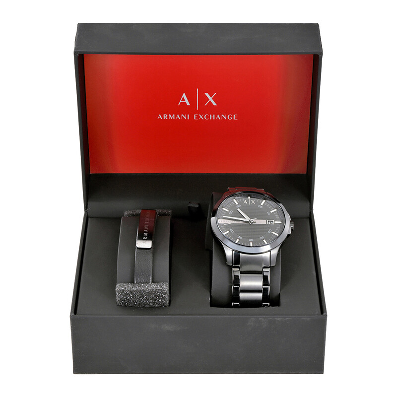 NWT Armani Exchange Hampton Black Dial Men\'s Gift Set Gift Set Armani Exchange Ax7101 Watch Bracelet Gift Set Ax  main image 4