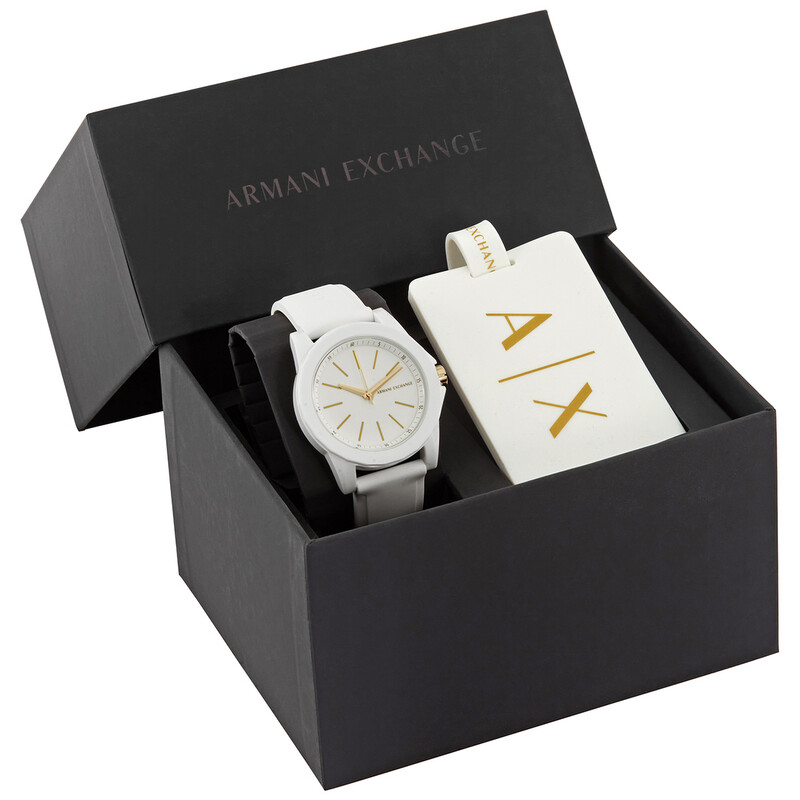 Armani Exchange Lady Banks Quartz White Dial Ladies Watch Set