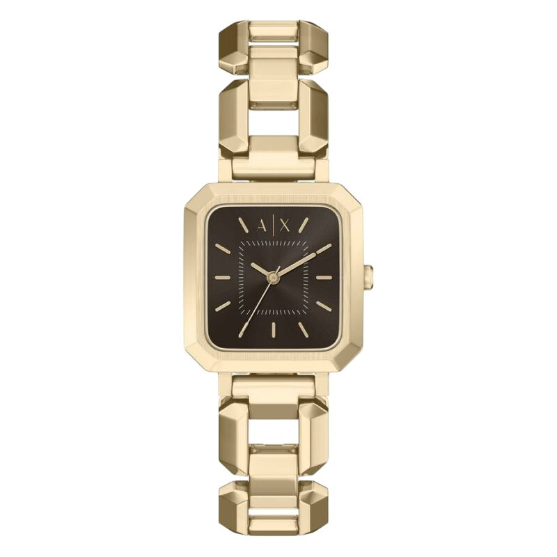 電池交換　男女兼用　ARMANI EXCHANGE ゴールド　白蝶貝 Armani Exchange Leila Quartz Brown Dial Ladies Watch AX5738