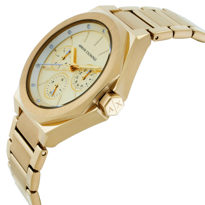 Armani Exchange Multifunction Quartz Gold Dial Ladies Watch AX4624