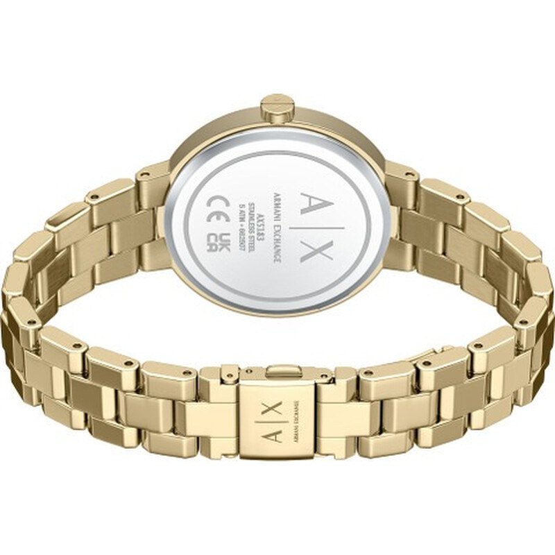Armani Exchange Quartz Gold Dial Ladies Watch with Bracelet