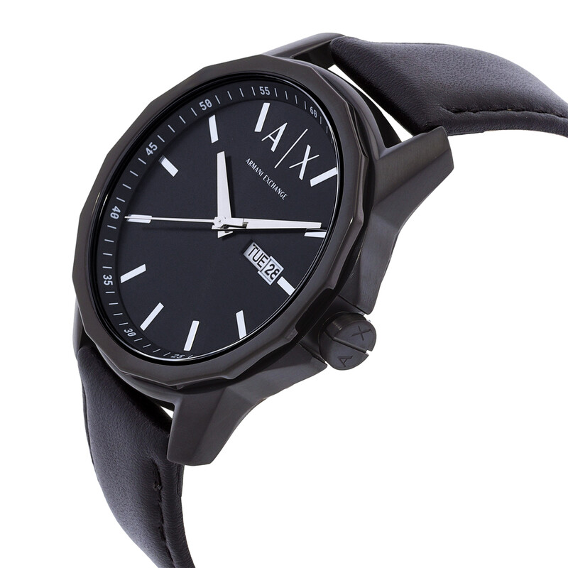 【ARMANI EXCHANGE】 腕時計 Armani Exchange Three Hand Day-Date Quartz Black Dial Men's Watch