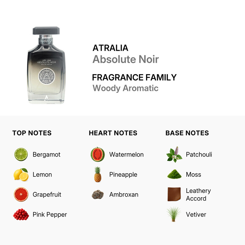 Atralia Men's Absolute Noir EDP Spray 3.4 oz Fragrances