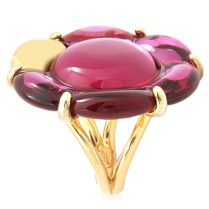 Baccarat 'B Flower' Ring Fuchsia Crystal Size 5 2803643 - Jewelry