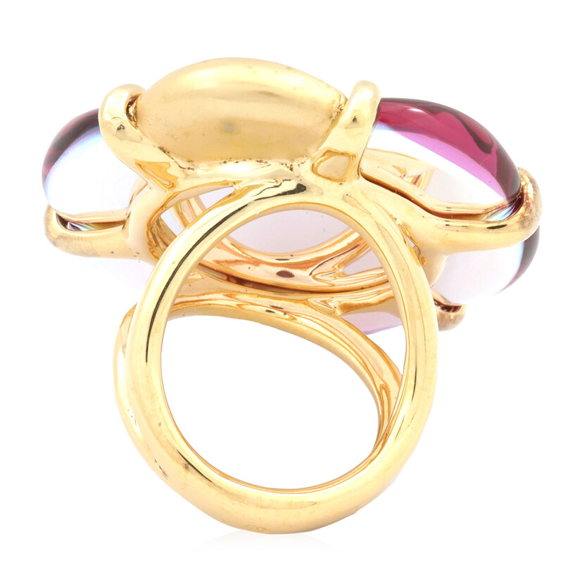 Baccarat 'B Flower' Ring Fuchsia Crystal Size 5 2803643 - Jewelry