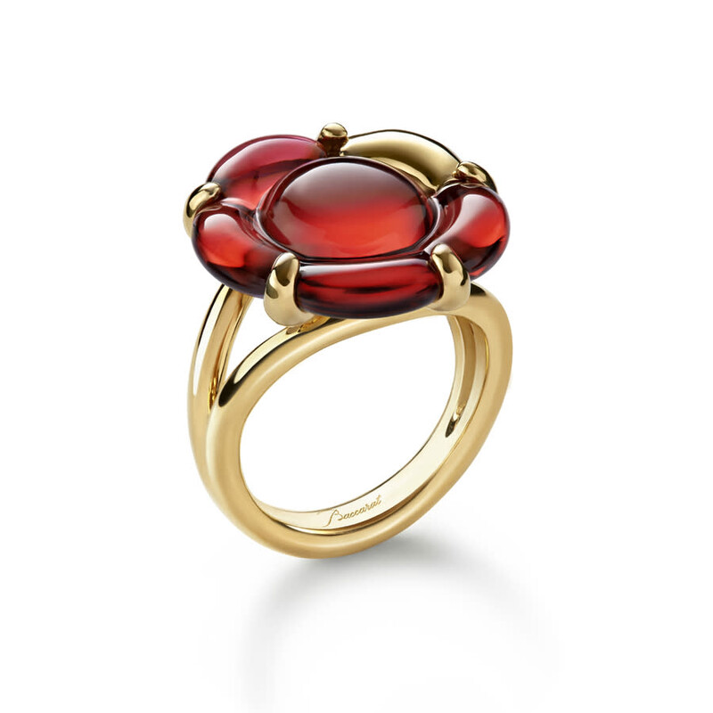 Baccarat 'B Flower' Ring Red Crystal Size 5 2807657 736415982821