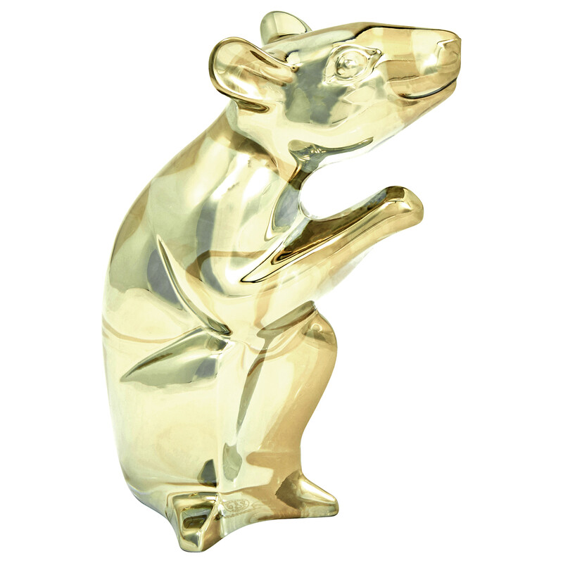 Baccarat Crystal Zodiaque Mouse 2020 Figurine in Goldtone 2813062