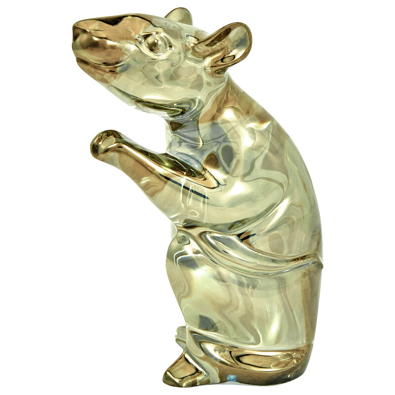 Baccarat Crystal Zodiaque Mouse 2020 Figurine in Goldtone 2813062