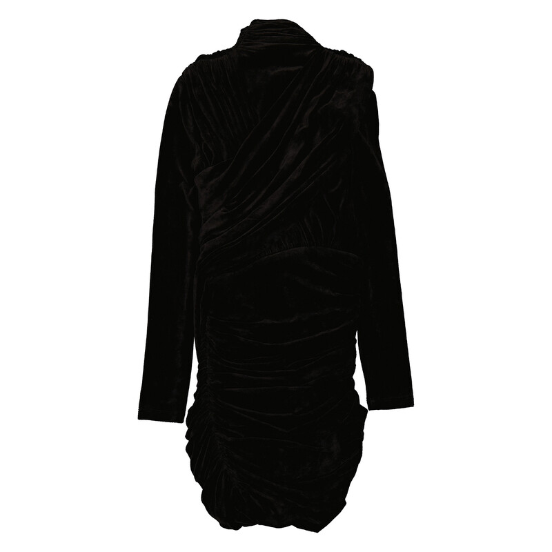 Balenciaga Black Velvet Jersey Draped Mini Dress