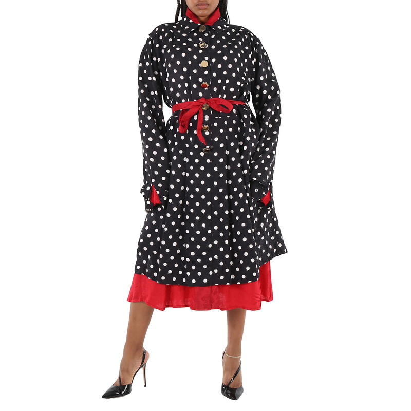 Balenciaga Black / White Reversible Belted Polka Dot Dress, Brand Size F34 (US Size 6)