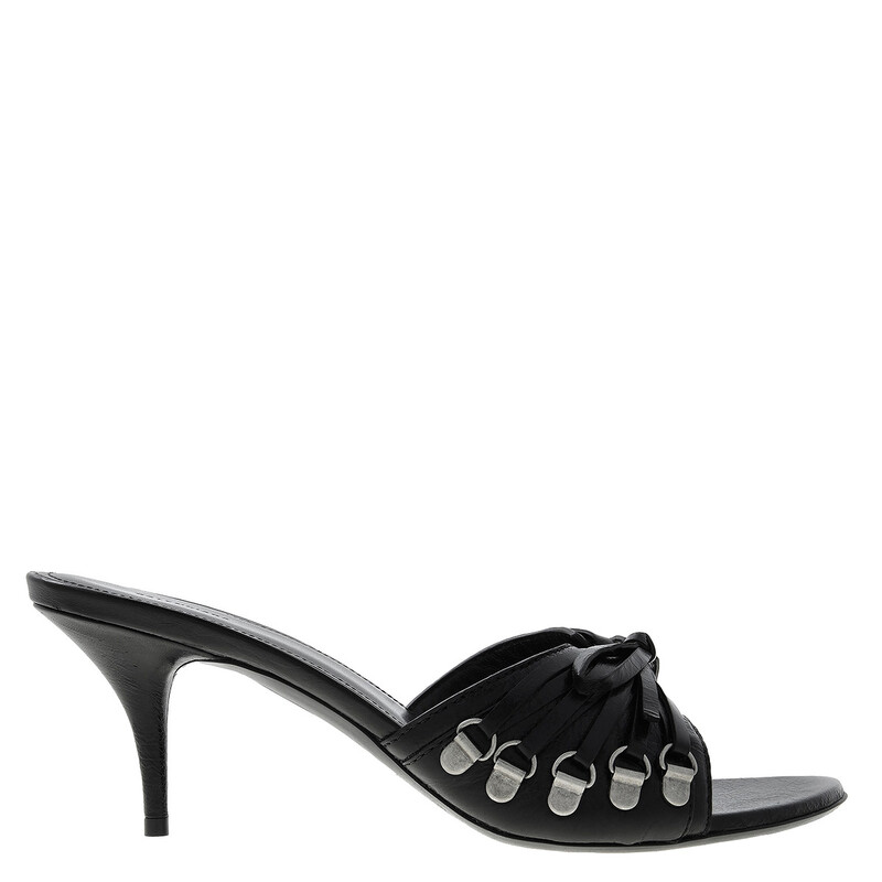 Balenciaga Cagole 70 Leather Mule Sandals, Brand Size 37 ( US Size