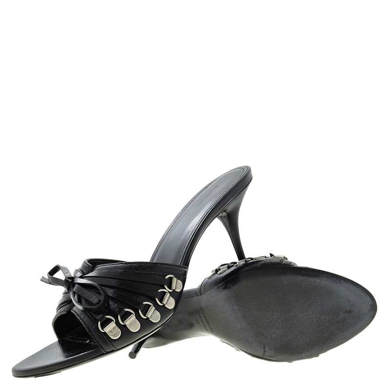 Balenciaga Cagole 70 Leather Mule Sandals, Brand Size 37 ( US Size