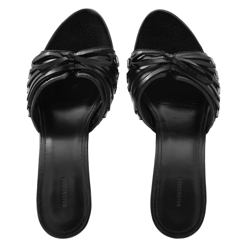Balenciaga Cagole 70 Leather Mule Sandals, Brand Size 37 ( US Size