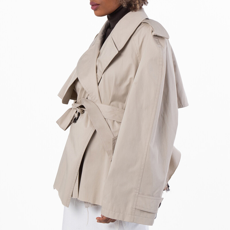 BALENCIAGA　ピーコート　ベージュ Balenciaga Classic Fit Cropped Trench Coat, Brand Size 2 (Medium