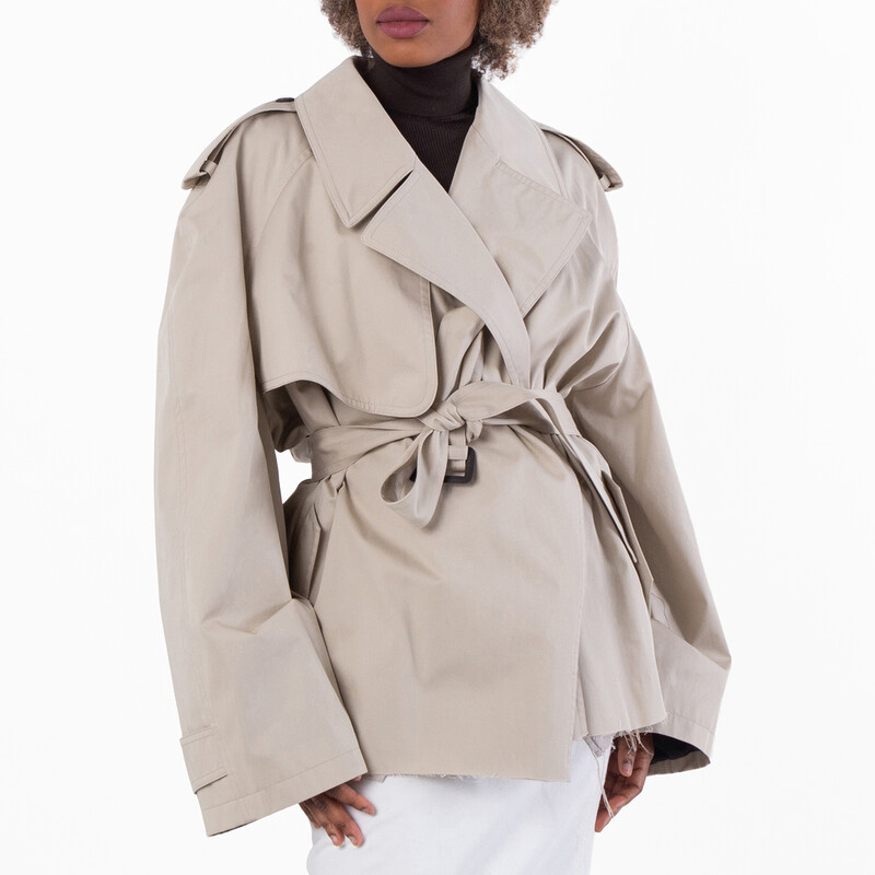 Balenciaga Classic Fit Cropped Trench Coat, Brand Size 2 (Medium