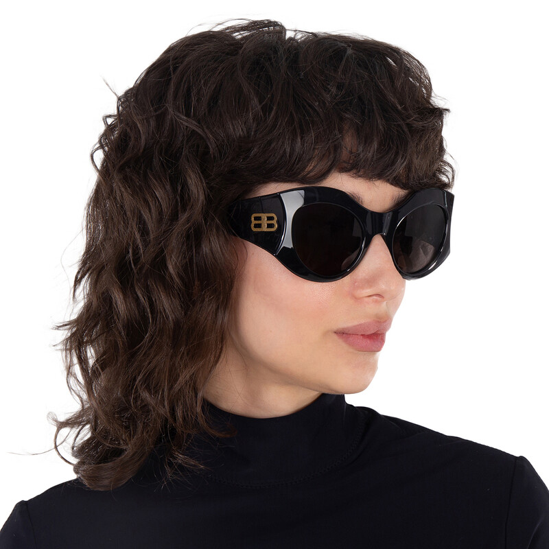 Balenciaga Grey Irregular Ladies Sunglasses BB0256S 001 56  display picture 3